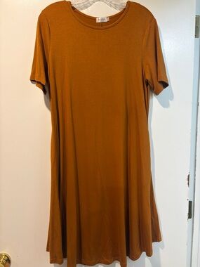 Cozy Rust Swing Dress - Short Sleeve